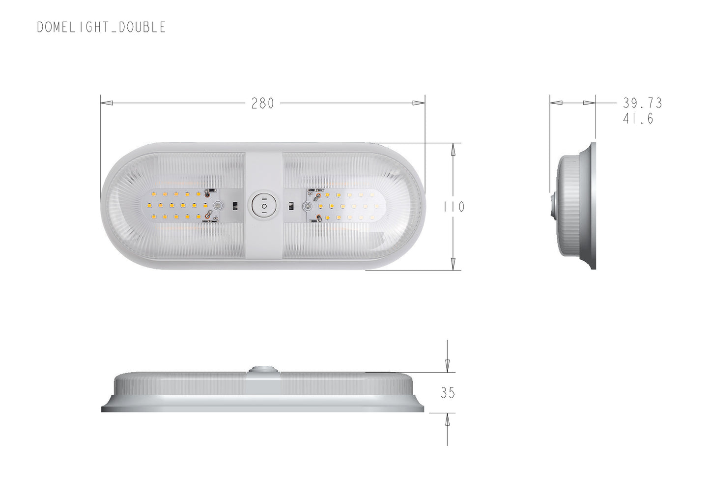 12V LED Double Ceiling Light - Caravan Campervan