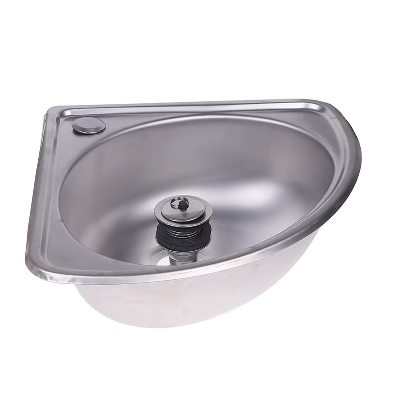 Small Campervan / Caravan Corner Sink - Stainless Steel Bathroom Basin