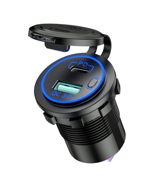 12v Type-C PD + QC 3.0 USB  Charger / Power Socket for Campervans