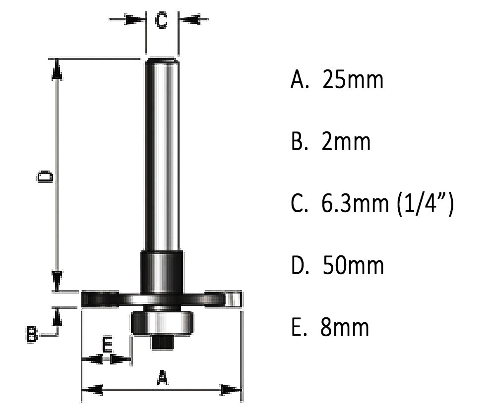 2mm Slot cutter Router Bit for Knock on T-Trim