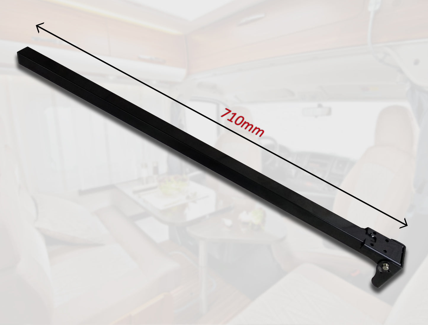 Black Folding Campervan Table Leg - 710mm Hinged