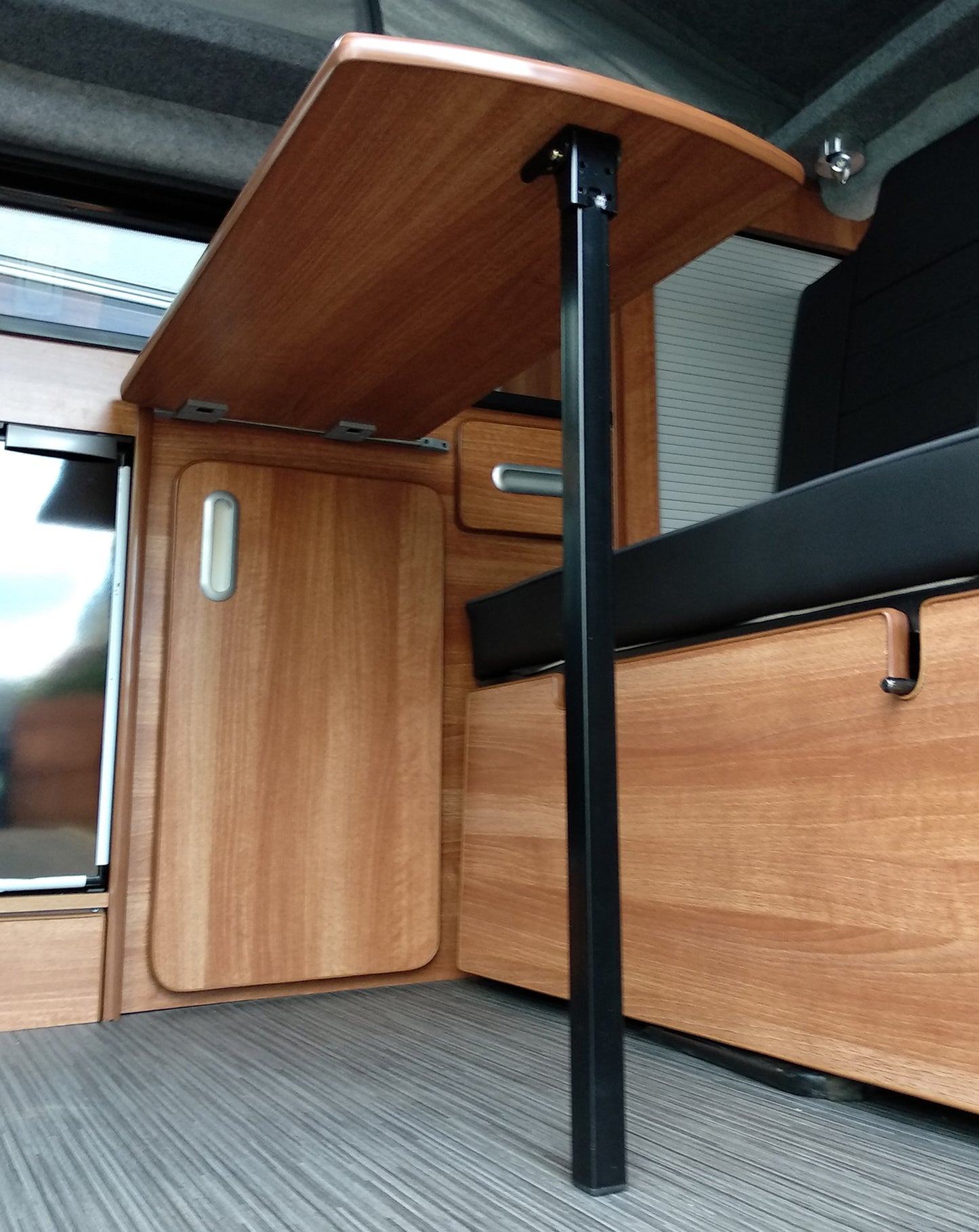 Black Folding Campervan Table Leg - 710mm Hinged