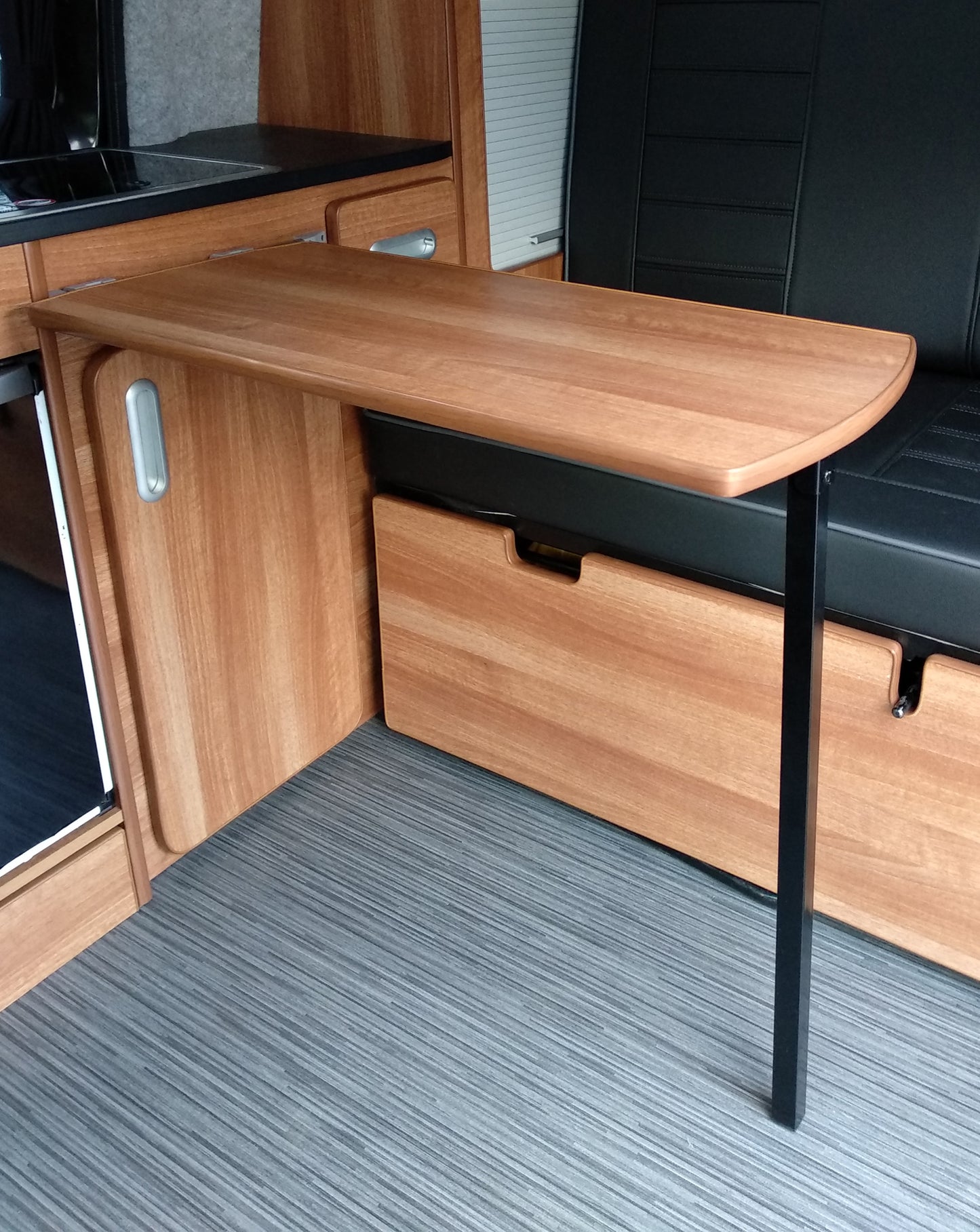 Black Folding Campervan Table Leg - 710mm Hinged