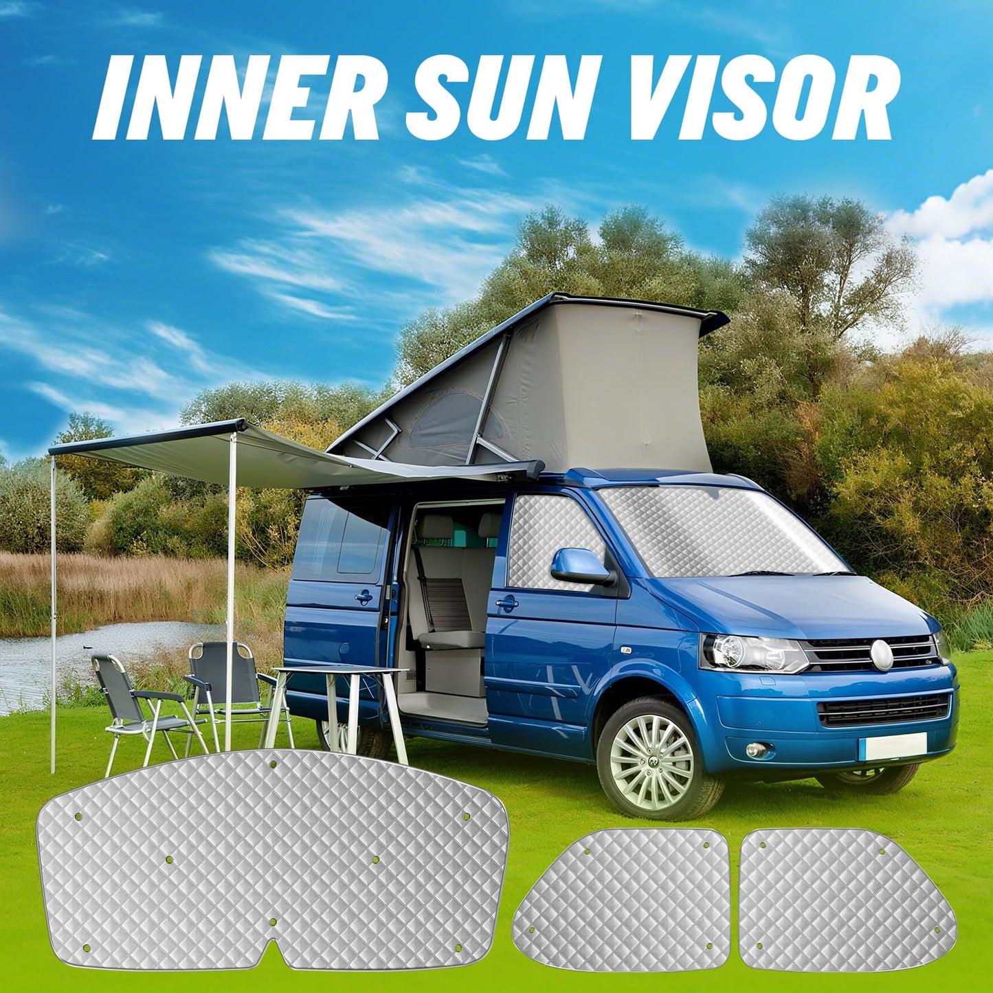 VW Transporter T4 Internal Front Cab Thermal Blind Set - 3 piece