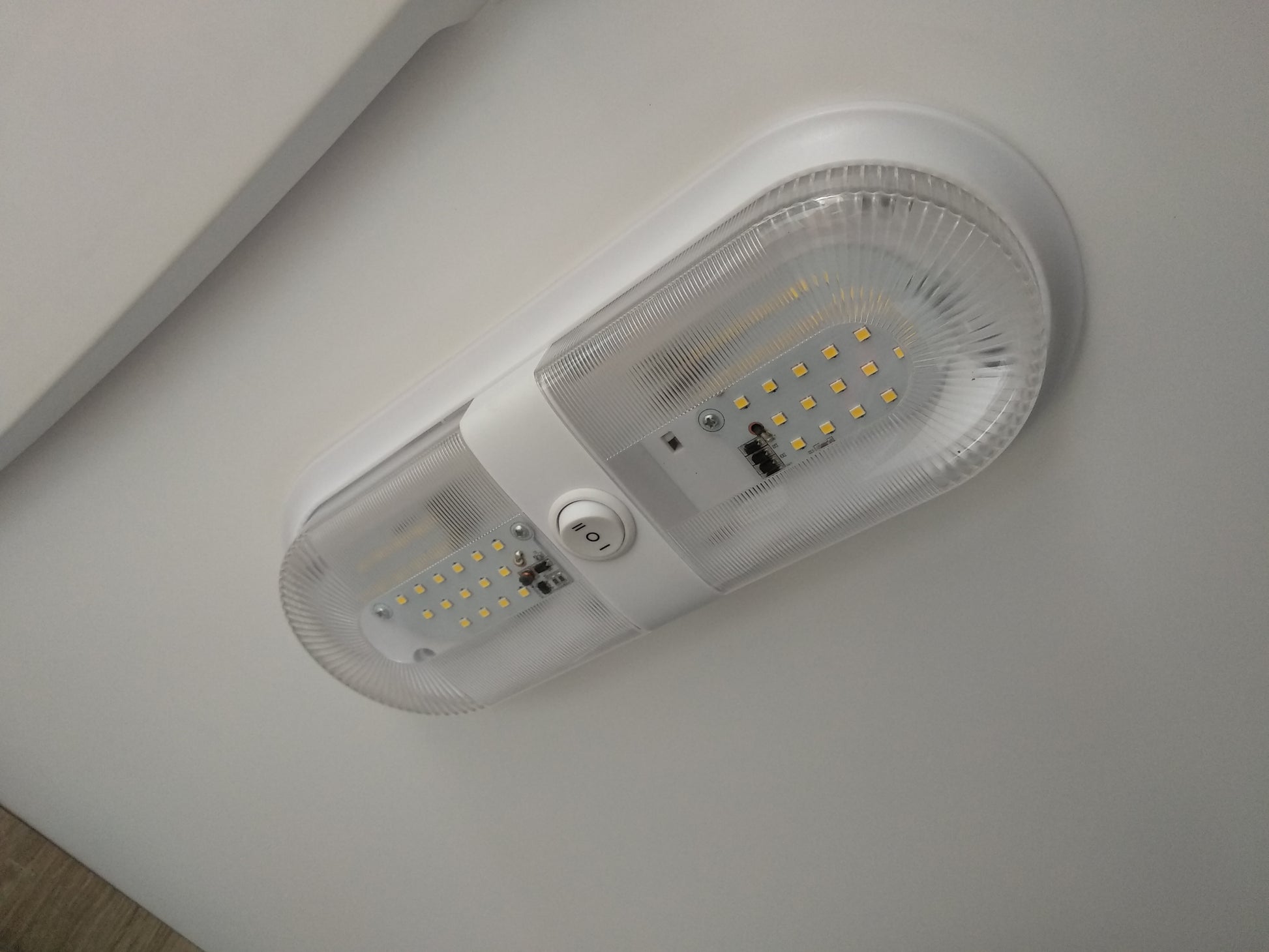12V Twin LED Ceiling Light – Low Power White Lamp For Motorhome, Caravan, Camper Van, Or Boat