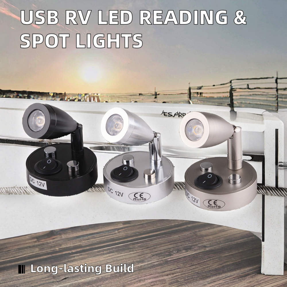 12v LED Campervan Caravan Spotlight  - Black