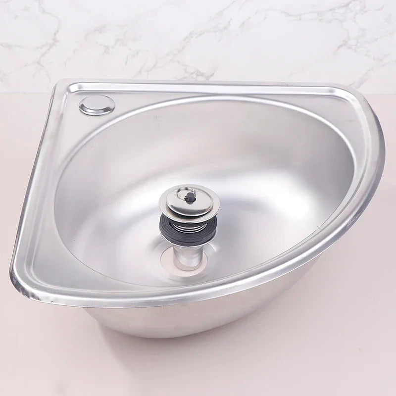 Small Campervan / Caravan Corner Sink - Stainless Steel Bathroom Basin
