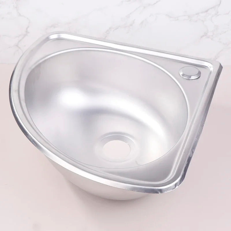 Small Campervan / Caravan Corner Sink - Stainless Steel Bathroom Basin