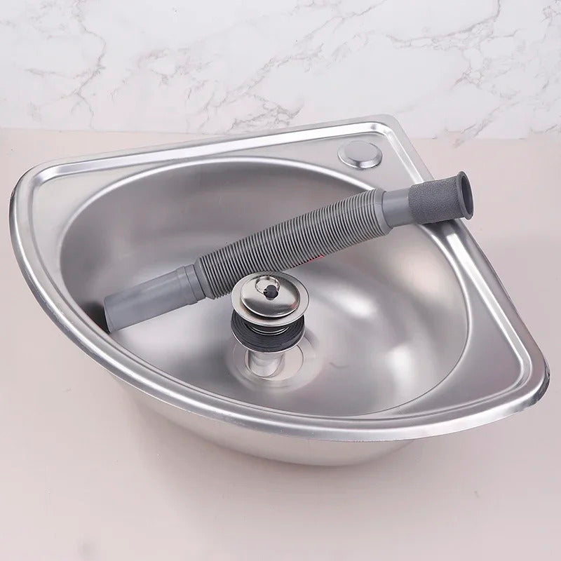 Small Campervan / Caravan Corner Sink - Stainless Steel Bathroom Basin