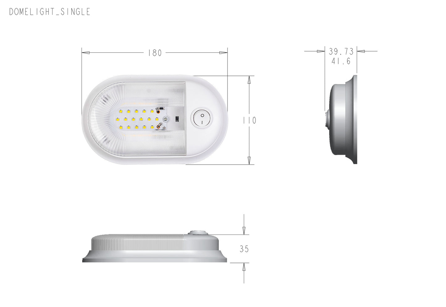 12V LED Single Ceiling Light - Caravan Campervan